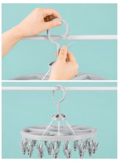 360° Rotating Hanging Clothes Drying Rack with 18 Clips
