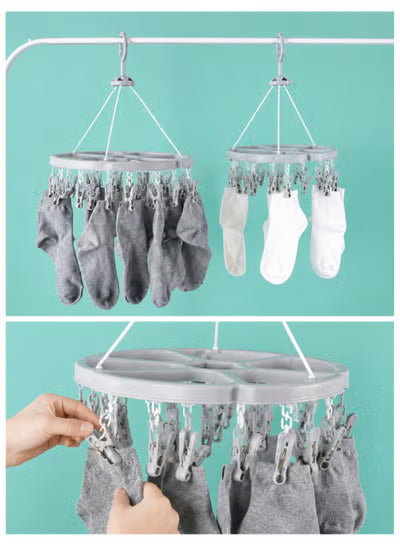 360° Rotating Hanging Clothes Drying Rack with 18 Clips