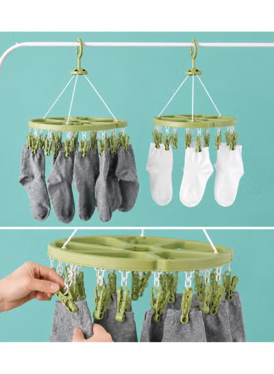 360° Rotating Hanging Clothes Drying Rack with 18 Clips