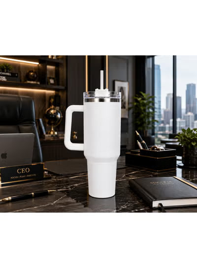 40oz Insulated Tumbler with Handle & Straw