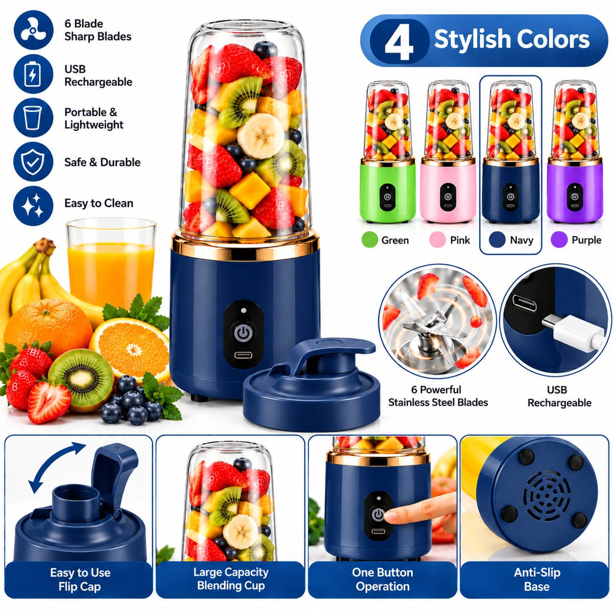 Portable Rechargeable Mini Blender