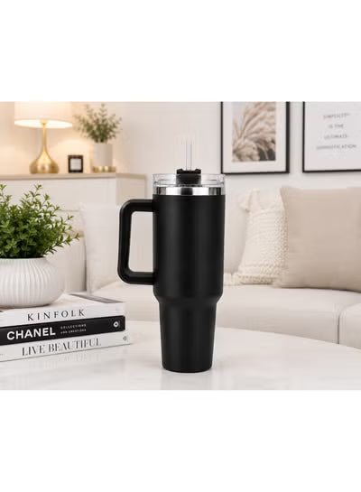 40oz Insulated Tumbler with Handle & Straw