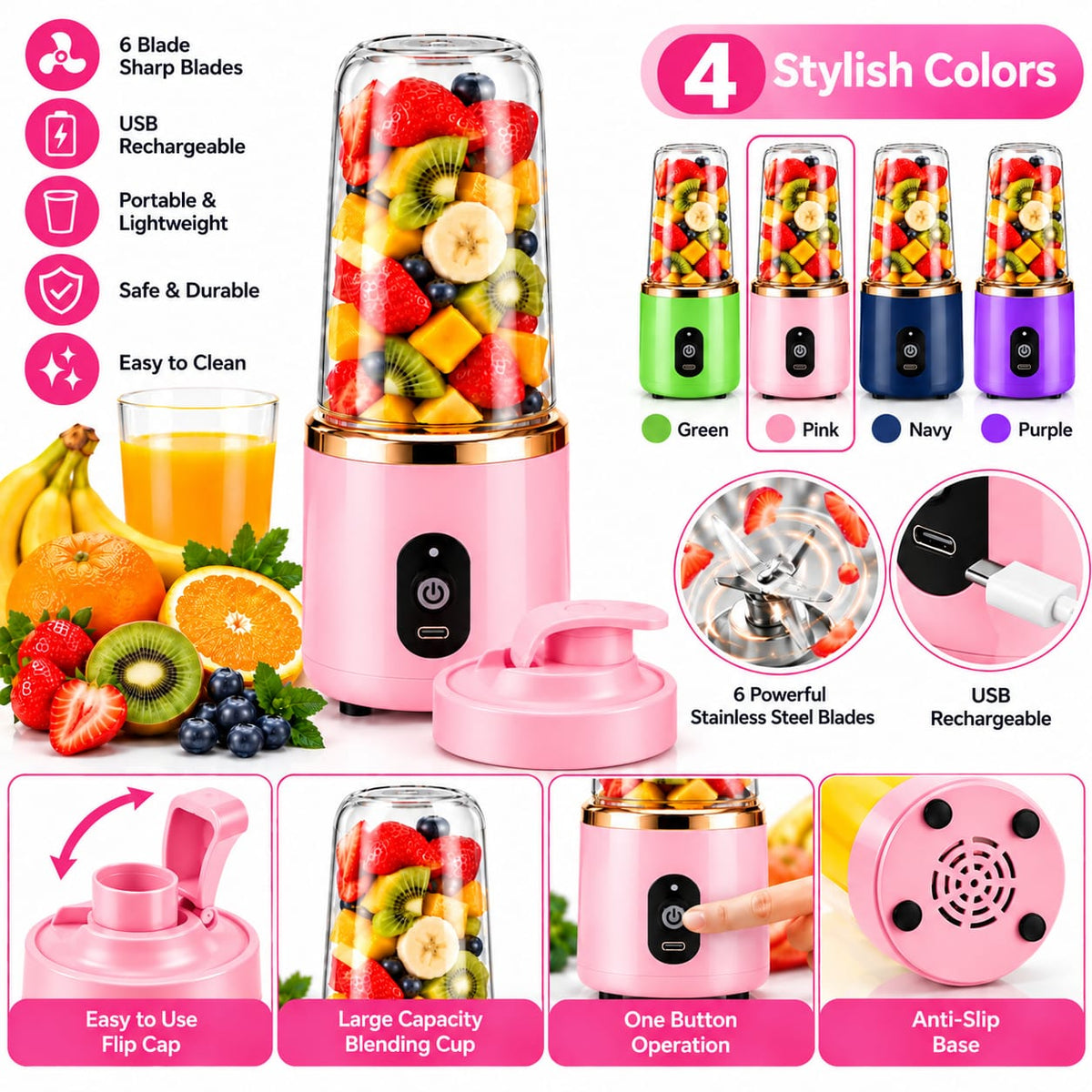 Portable Rechargeable Mini Blender