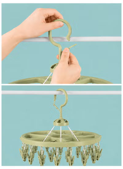 360° Rotating Hanging Clothes Drying Rack with 18 Clips