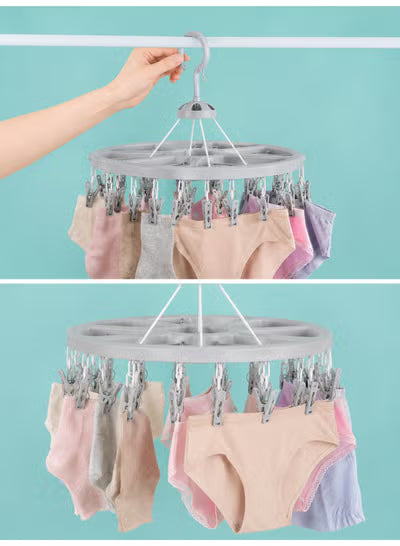 360° Rotating Hanging Clothes Drying Rack with 18 Clips