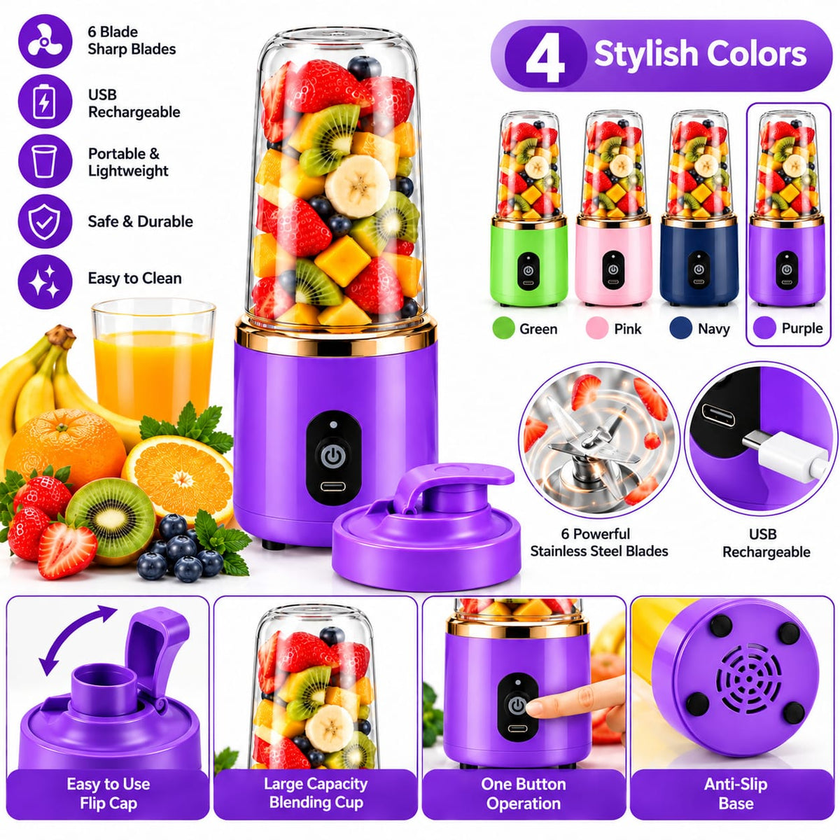 Portable Rechargeable Mini Blender