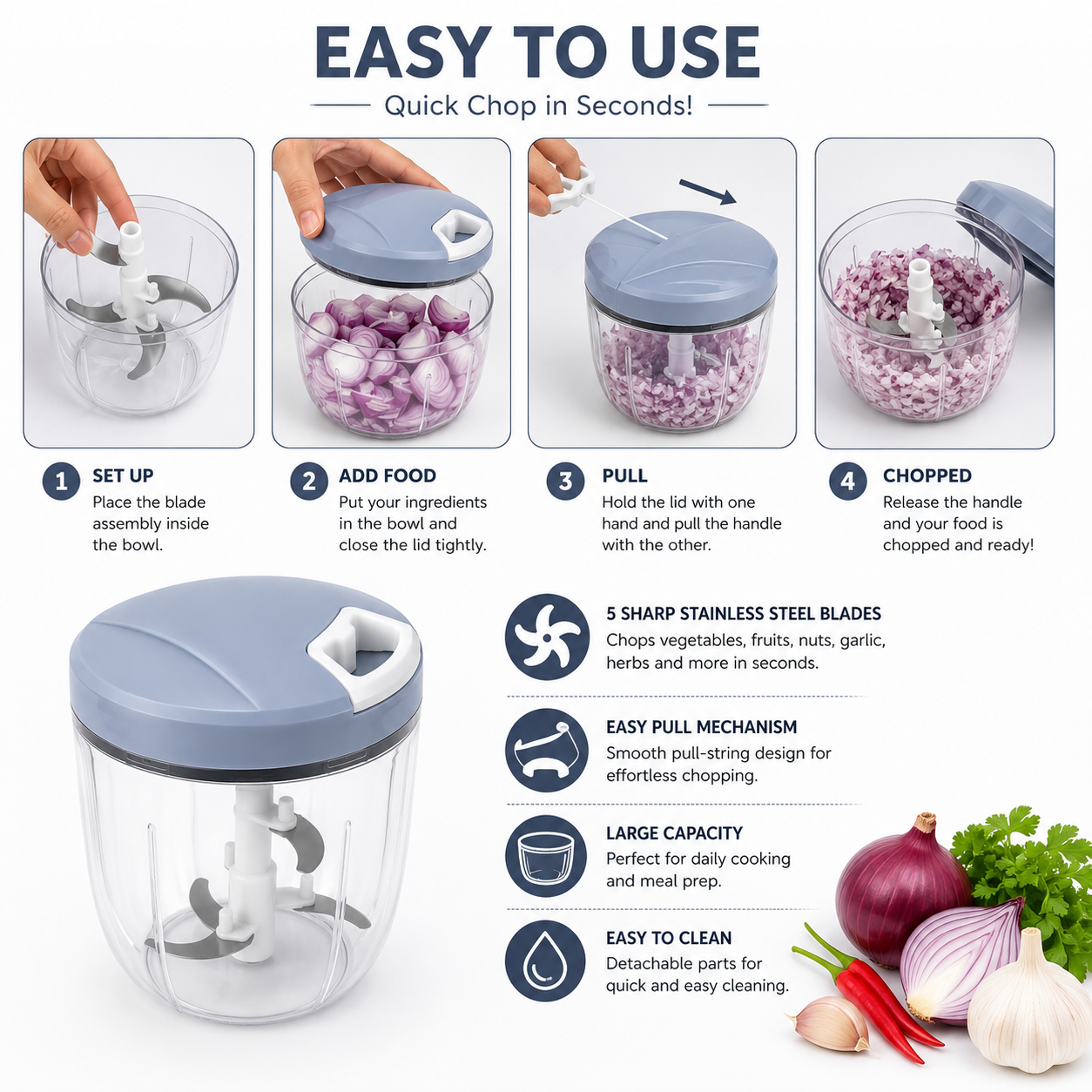 Pull Food Chopper