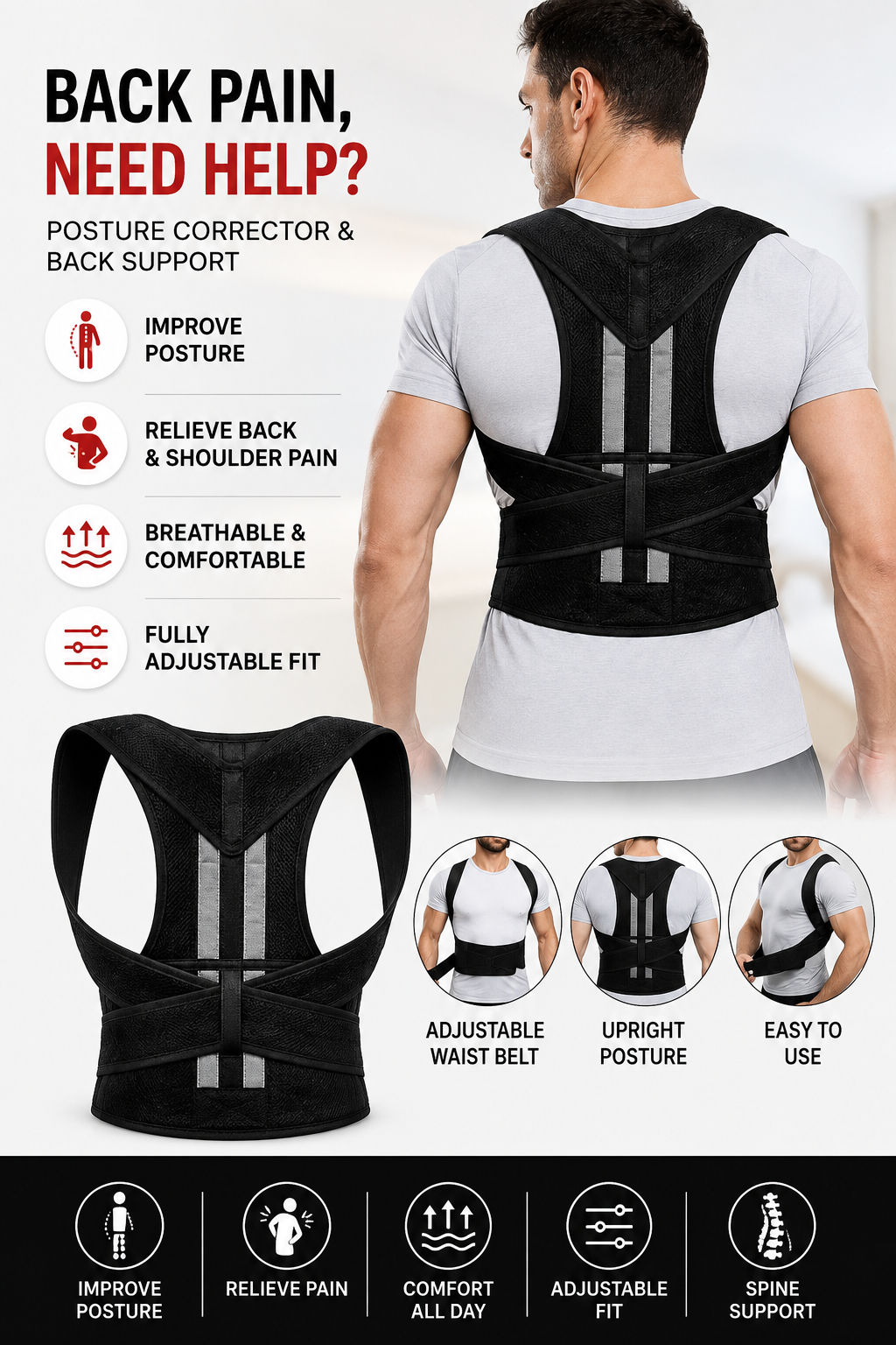 Adjustable Back Support Belt