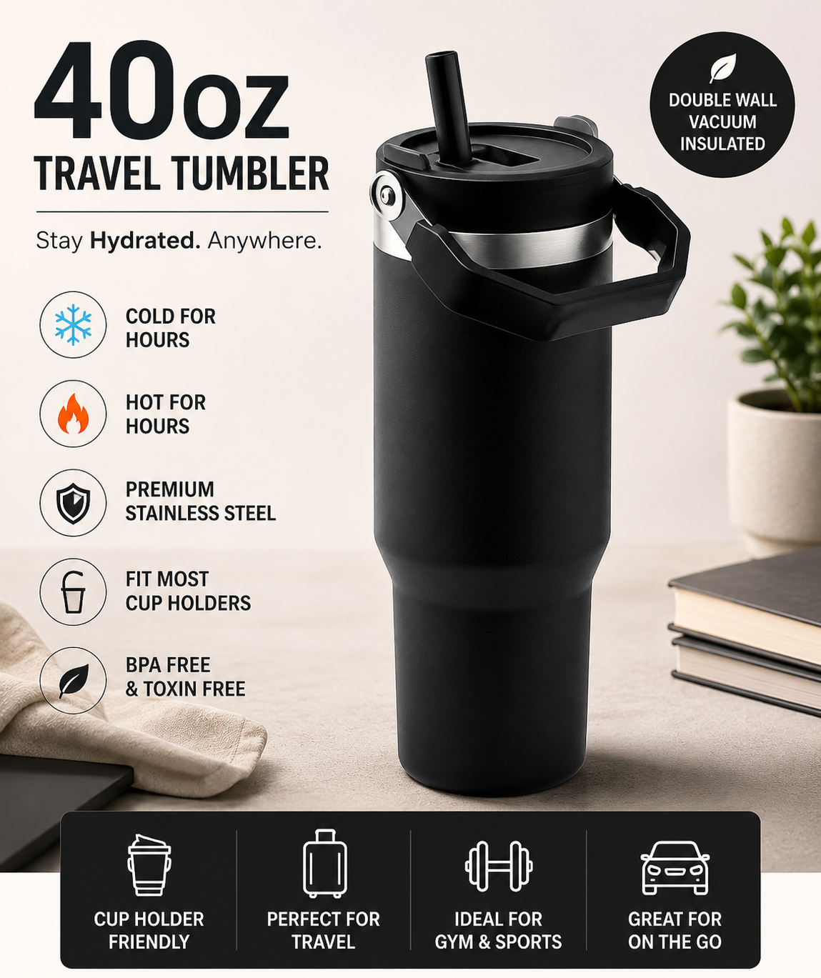 40oz Insulated Travel Tumbler