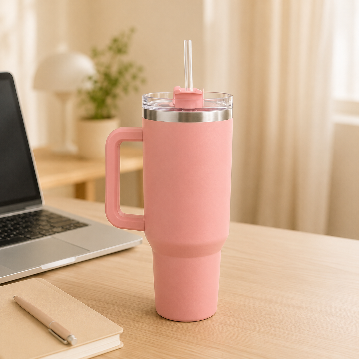 40oz Insulated Tumbler with Handle & Straw